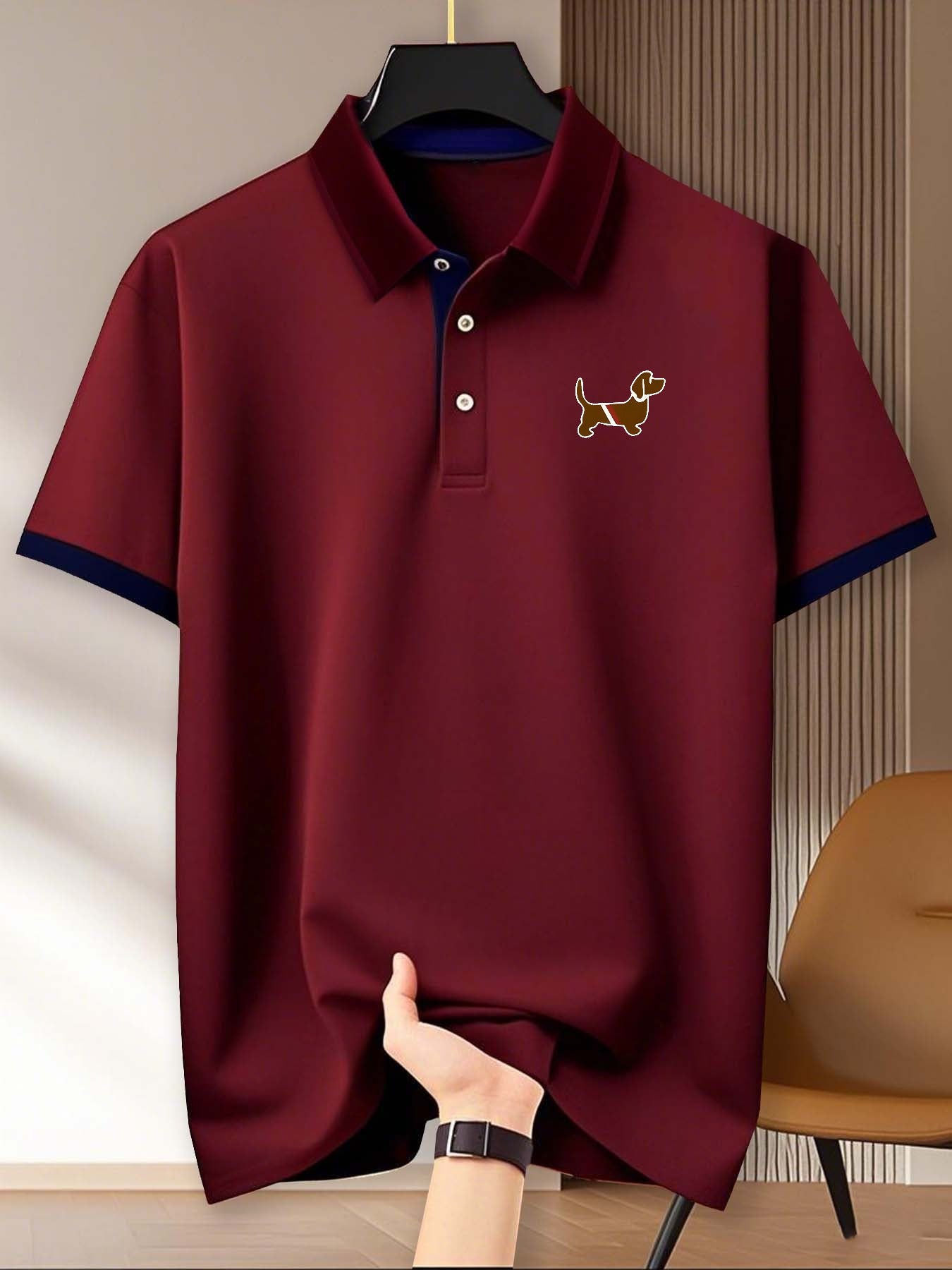 Dachshund Print Men'S Casual Polo Shirt, Short Sleeve for Summer, 100% Polyester, Vacation And Leisure, Comfortable Outdoor Golf Wear, Suitable for Gym, Fitness, Running, And Training, Business Casual Gift for Father And Boyf Dachshund Print Men'S Casual Polo Shirt, Short Sleeve for Summer, 100% Polyester, Vacation And Leisure, Comfortable Outdoor Golf Wear, Suitable for Gym, Fitness, Running, And Training, Business Casual Gift for Father And Boyf